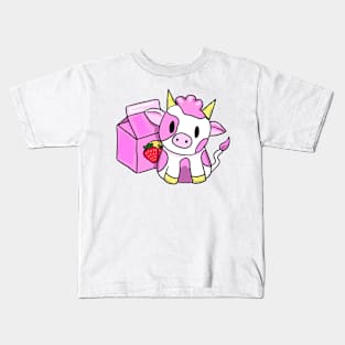 Strawberry Milk Cow Pal Kids T-Shirt